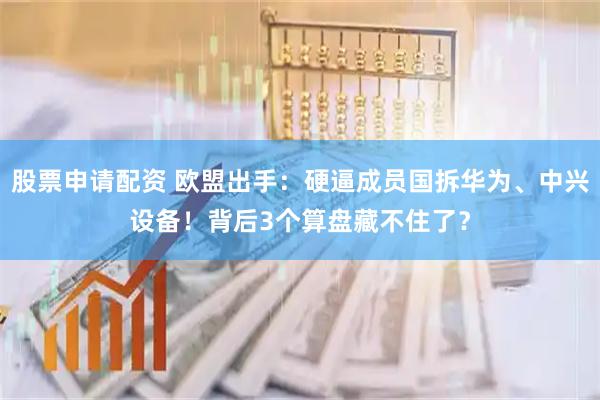 股票申请配资 欧盟出手：硬逼成员国拆华为、中兴设备！背后3个算盘藏不住了？